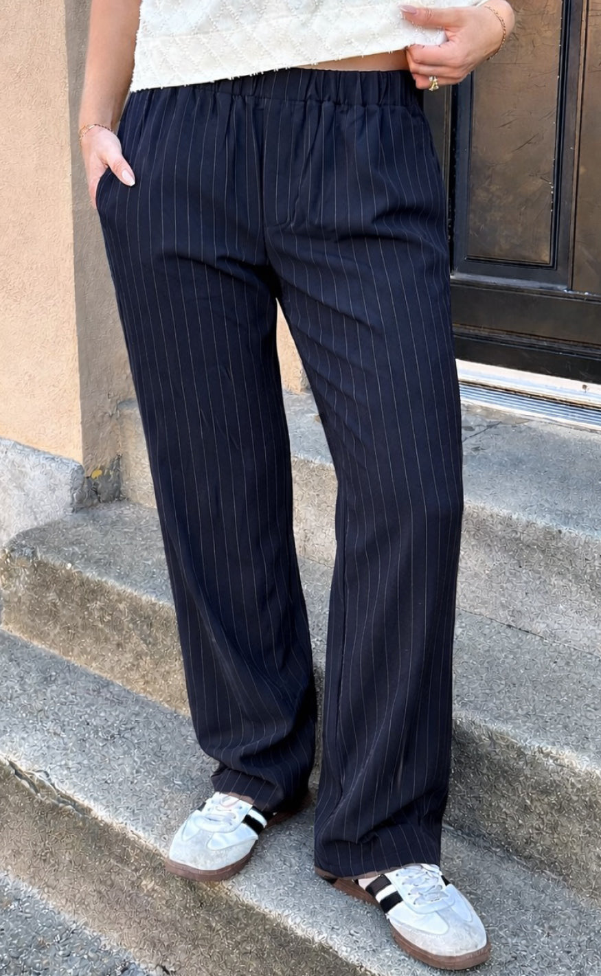Say INA Copenhagen Bukser - Liva - Navy Blue Pinstripe